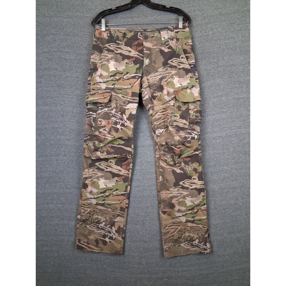 Under Armour Womens Pants 6 Green Camo Storm Ripstop Canvas Hunting Utility Gorp